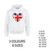 HD04 British Heart Unisex Cotton Hoodie 8 sizes 3 Colours Available Latex printed