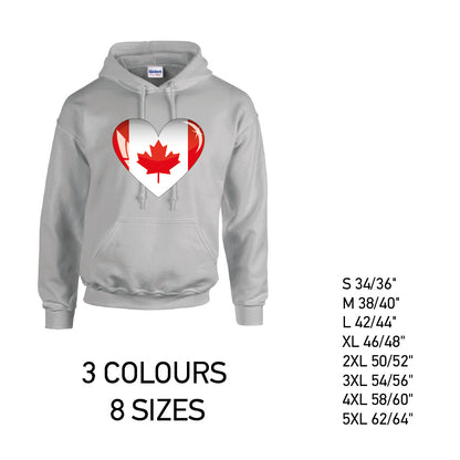 HD05 Canada Heart Unisex Cotton Hoodie 8 sizes 3 Colours Available Latex printed