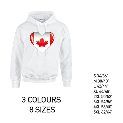 HD05 Canada Heart Unisex Cotton Hoodie 8 sizes 3 Colours Available Latex printed