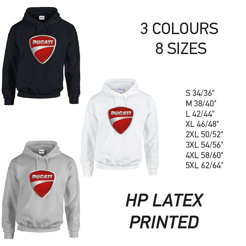 HD06 Ducati Unisex Cotton Hoodie 8 sizes 3 Colours Available Latex printed