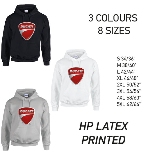HD06 Ducati Unisex Cotton Hoodie 8 sizes 3 Colours Available Latex printed