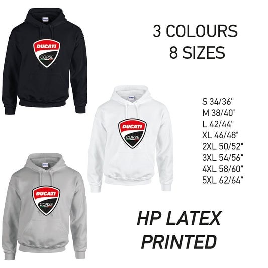 HD07 Ducati Corse Unisex Cotton Hoodie 8 sizes 3 Colours Available Latex printed