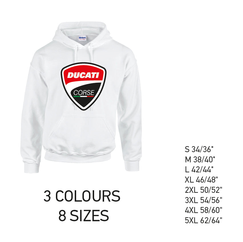 HD07 Ducati Corse Unisex Cotton Hoodie 8 sizes 3 Colours Available Latex printed