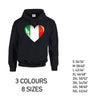HD09 Italy Heart Unisex Cotton Hoodie 8 sizes 3 Colours Available Latex printed