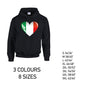 HD09 Italy Heart Unisex Cotton Hoodie 8 sizes 3 Colours Available Latex printed