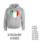 HD09 Italy Heart Unisex Cotton Hoodie 8 sizes 3 Colours Available Latex printed
