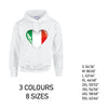 HD09 Italy Heart Unisex Cotton Hoodie 8 sizes 3 Colours Available Latex printed