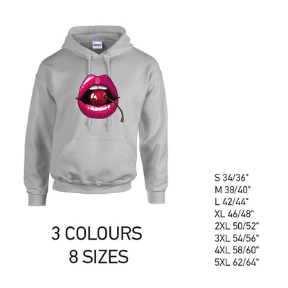 HD16 Cherry Lips Unisex Cotton Hoodie 8 sizes 3 Colours Available Latex printed
