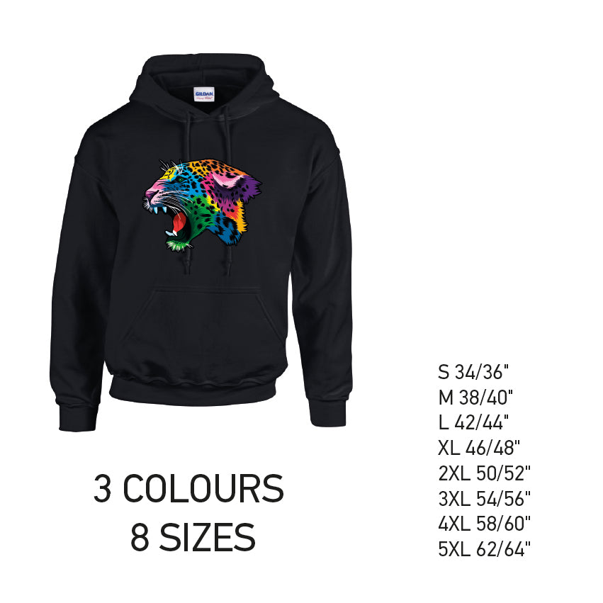 HD17 Leopard Animal Unisex Cotton Hoodie 8 sizes 3 Colours Available Latex printed