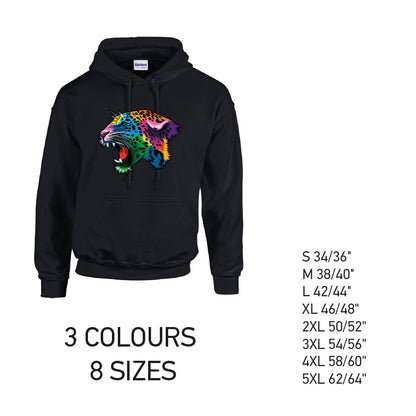 HD17 Leopard Animal Unisex Cotton Hoodie 8 sizes 3 Colours Available Latex printed