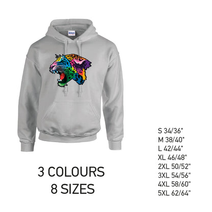 HD17 Leopard Animal Unisex Cotton Hoodie 8 sizes 3 Colours Available Latex printed