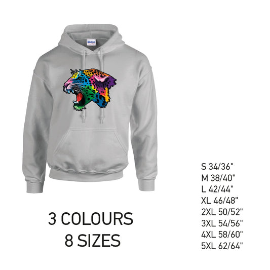HD17 Leopard Animal Unisex Cotton Hoodie 8 sizes 3 Colours Available Latex printed