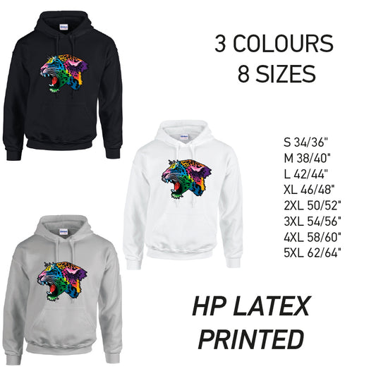 HD17 Leopard Animal Unisex Cotton Hoodie 8 sizes 3 Colours Available Latex printed
