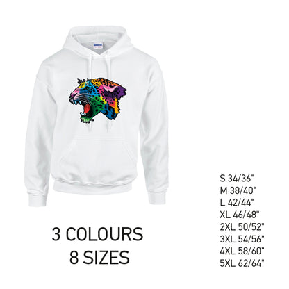 HD17 Leopard Animal Unisex Cotton Hoodie 8 sizes 3 Colours Available Latex printed