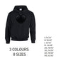 HD22 Black Heart Unisex Cotton Hoodie 8 sizes 3 Colours Available Latex printed