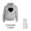 HD22 Black Heart Unisex Cotton Hoodie 8 sizes 3 Colours Available Latex printed
