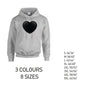 HD22 Black Heart Unisex Cotton Hoodie 8 sizes 3 Colours Available Latex printed