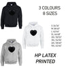 HD22 Black Heart Unisex Cotton Hoodie 8 sizes 3 Colours Available Latex printed
