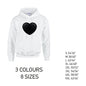 HD22 Black Heart Unisex Cotton Hoodie 8 sizes 3 Colours Available Latex printed