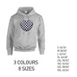HD23 Black Chequered Heart Unisex Cotton Hoodie 8 sizes 3 Colours Available Latex printed