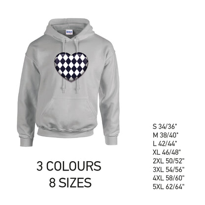 HD24 Black Harley Quinn Heart Unisex Cotton Hoodie 8 sizes 3 Colours Available Latex printed