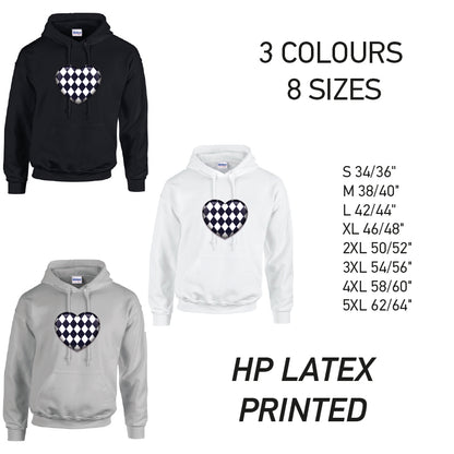 HD24 Black Harley Quinn Heart Unisex Cotton Hoodie 8 sizes 3 Colours Available Latex printed