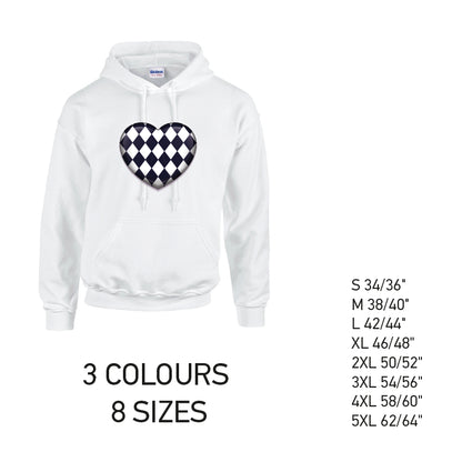HD24 Black Harley Quinn Heart Unisex Cotton Hoodie 8 sizes 3 Colours Available Latex printed