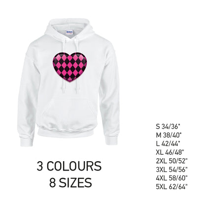 HD26 Pink Harley Quinn Heart Unisex Cotton Hoodie 8 sizes 3 Colours Available Latex printed