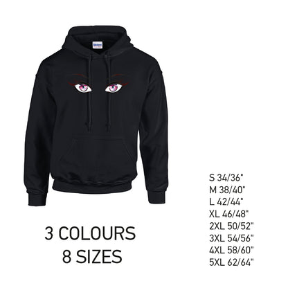 HD27 Pink Eyes Unisex Cotton Hoodie 8 sizes 3 Colours Available Latex printed