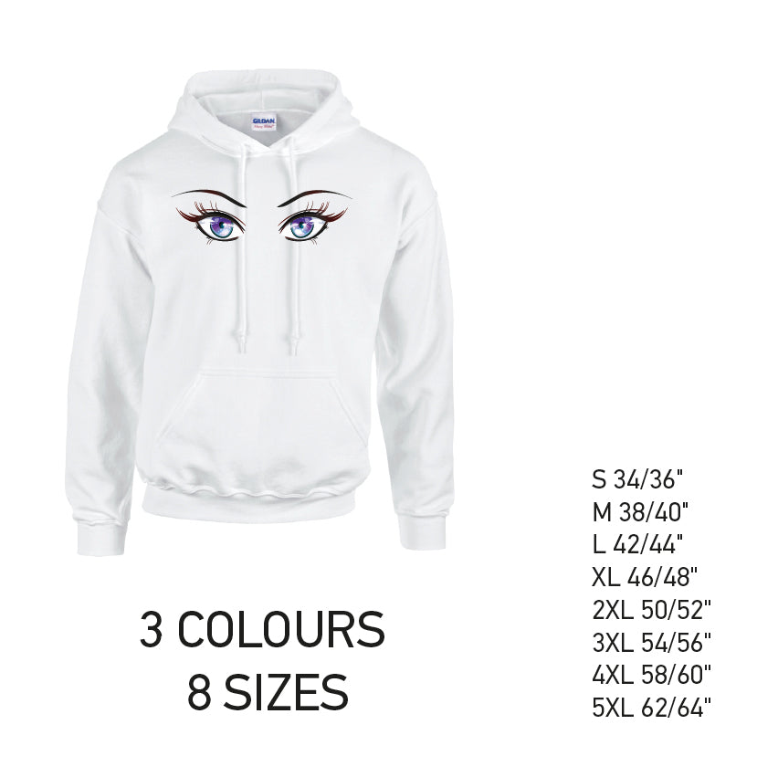 HD28 Purple Eyes Unisex Cotton Hoodie 8 sizes 3 Colours Available Latex printed