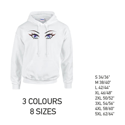 HD28 Purple Eyes Unisex Cotton Hoodie 8 sizes 3 Colours Available Latex printed