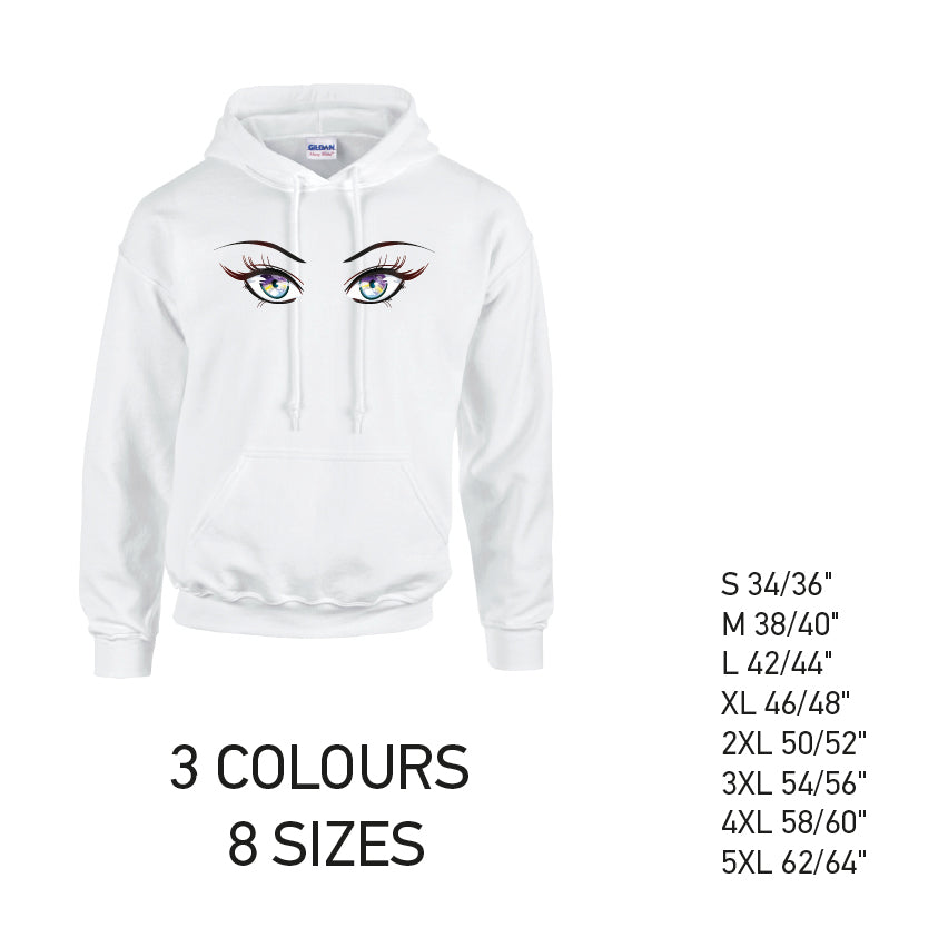 HD29 Rainbow Eyes Unisex Cotton Hoodie 8 sizes 3 Colours Available Latex printed