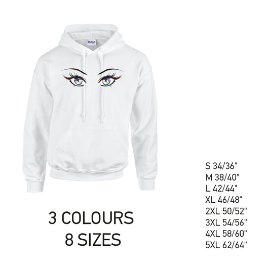 HD29 Rainbow Eyes Unisex Cotton Hoodie 8 sizes 3 Colours Available Latex printed