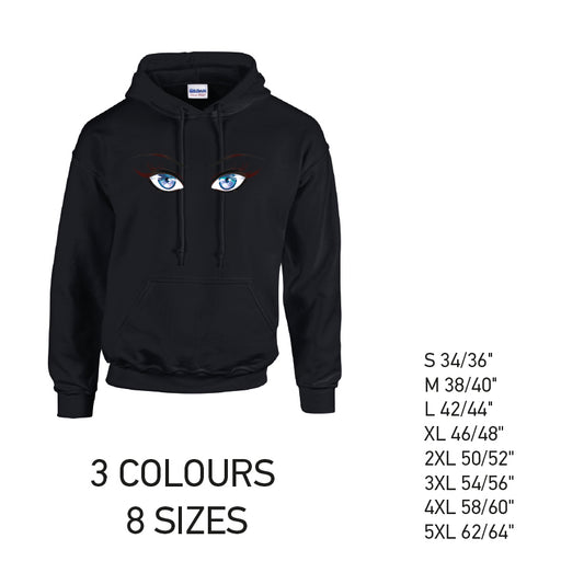 HD30 Blue Eyes Unisex Cotton Hoodie 8 sizes 3 Colours Available Latex printed