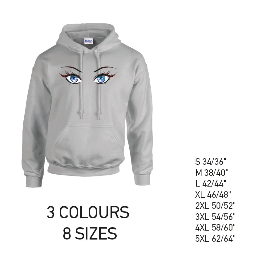 HD30 Blue Eyes Unisex Cotton Hoodie 8 sizes 3 Colours Available Latex printed
