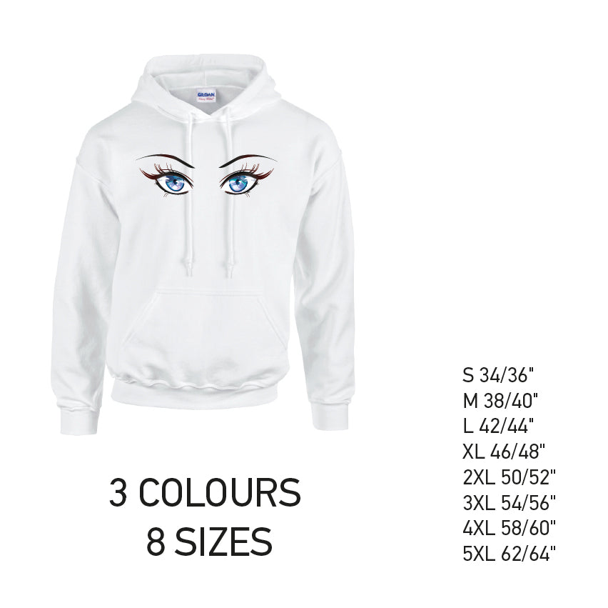 HD30 Blue Eyes Unisex Cotton Hoodie 8 sizes 3 Colours Available Latex printed