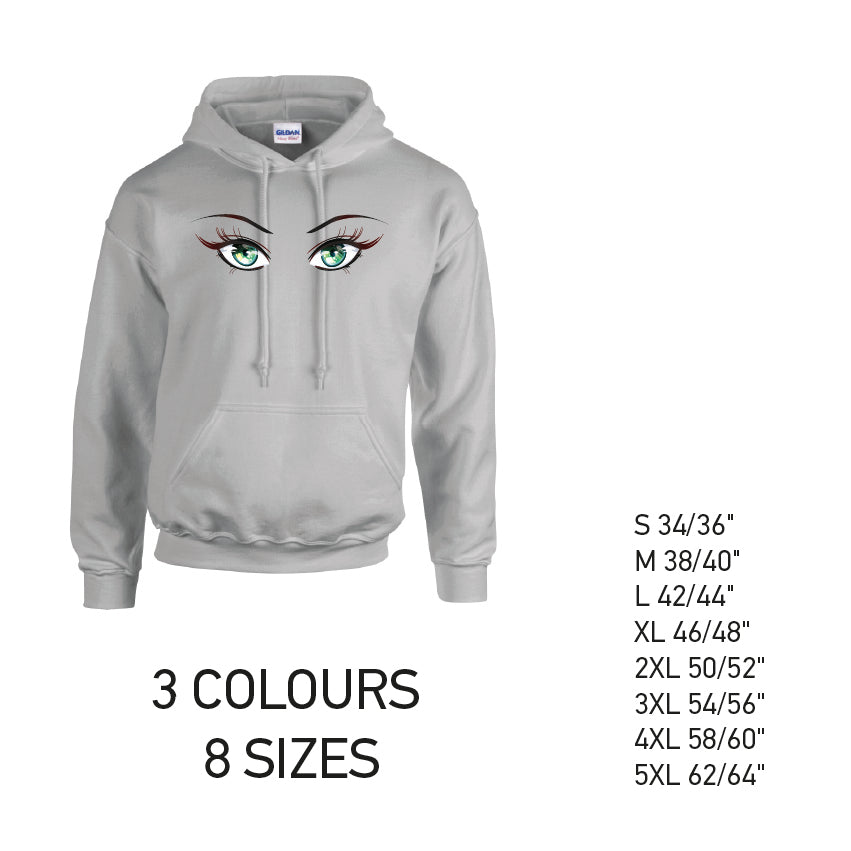 HD32 Green Eyes Unisex Cotton Hoodie 8 sizes 3 Colours Available Latex printed