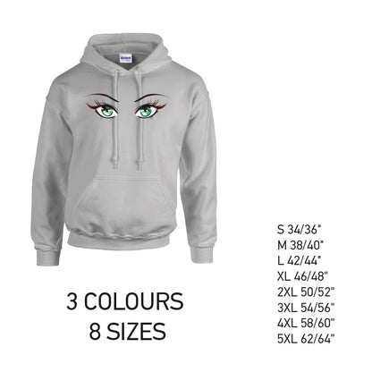 HD32 Green Eyes Unisex Cotton Hoodie 8 sizes 3 Colours Available Latex printed