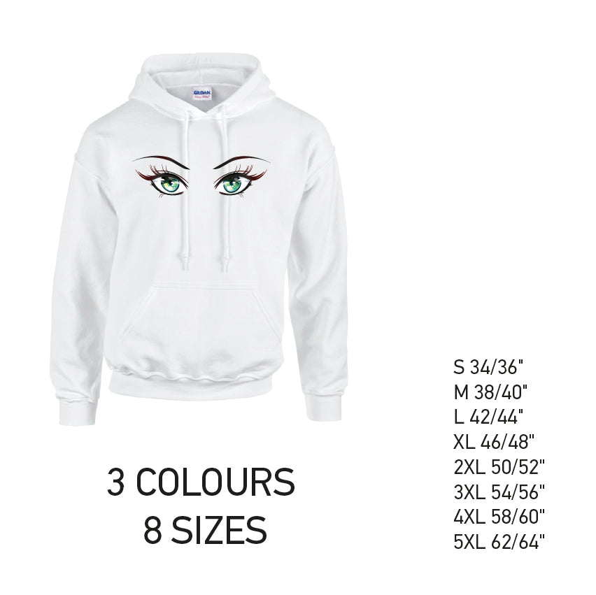 HD32 Green Eyes Unisex Cotton Hoodie 8 sizes 3 Colours Available Latex printed