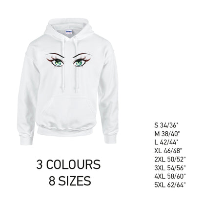 HD32 Green Eyes Unisex Cotton Hoodie 8 sizes 3 Colours Available Latex printed