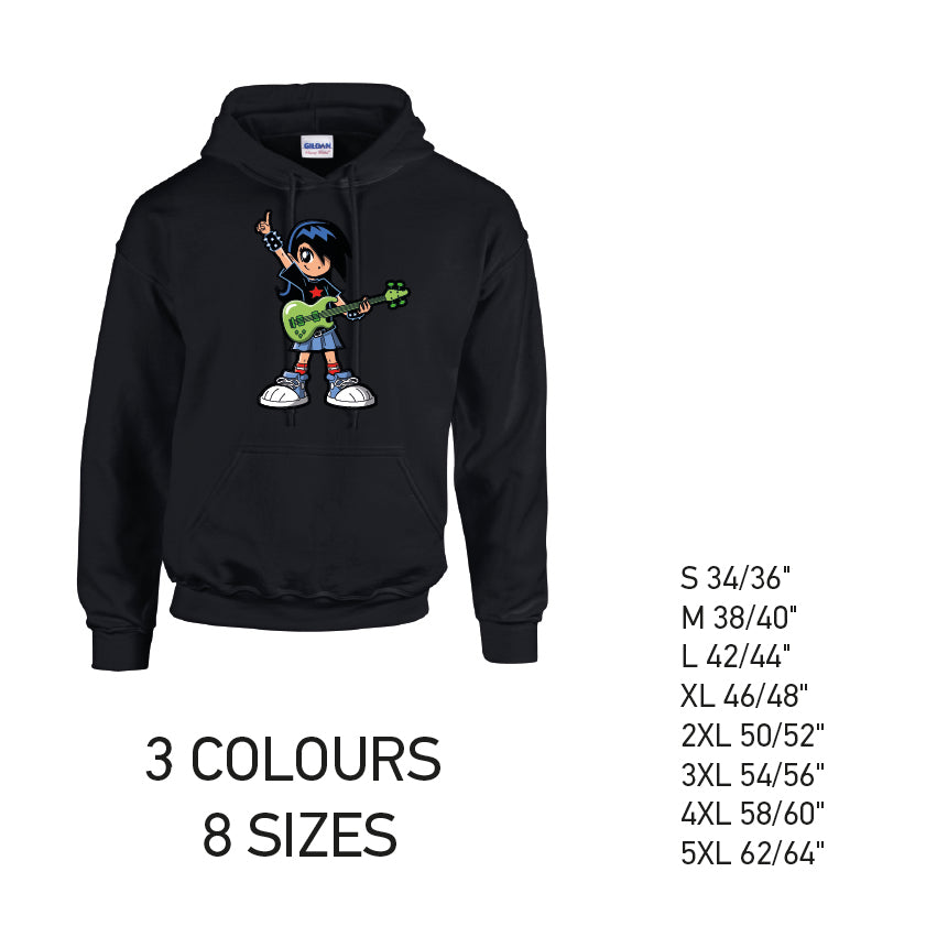 HD33 Guitar Boy Unisex Cotton Hoodie 8 sizes 3 Colours Available Latex printed