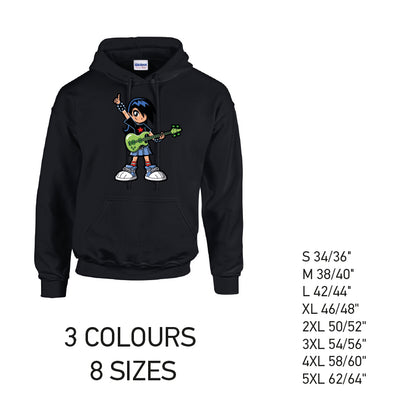 HD33 Guitar Boy Unisex Cotton Hoodie 8 sizes 3 Colours Available Latex printed