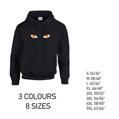 HD35 Orange Eyes Unisex Cotton Hoodie 8 sizes 3 Colours Available Latex printed