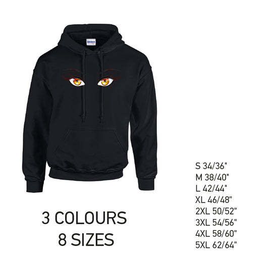 HD35 Orange Eyes Unisex Cotton Hoodie 8 sizes 3 Colours Available Latex printed