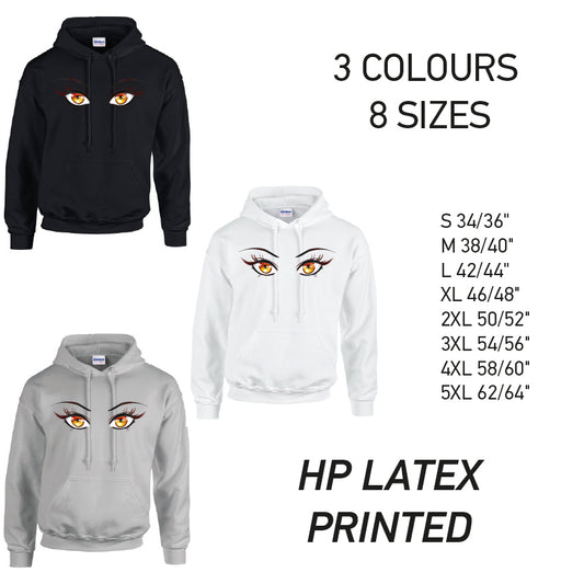 HD35 Orange Eyes Unisex Cotton Hoodie 8 sizes 3 Colours Available Latex printed