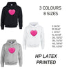 HD36 Pink Heart Unisex Cotton Hoodie 8 sizes 3 Colours Available Latex printed