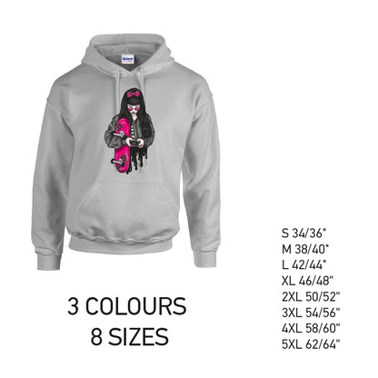 HD37 Pink Skater Girl Unisex Cotton Hoodie 8 sizes 3 Colours Available Latex printed