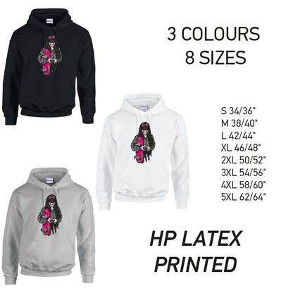 HD37 Pink Skater Girl Unisex Cotton Hoodie 8 sizes 3 Colours Available Latex printed