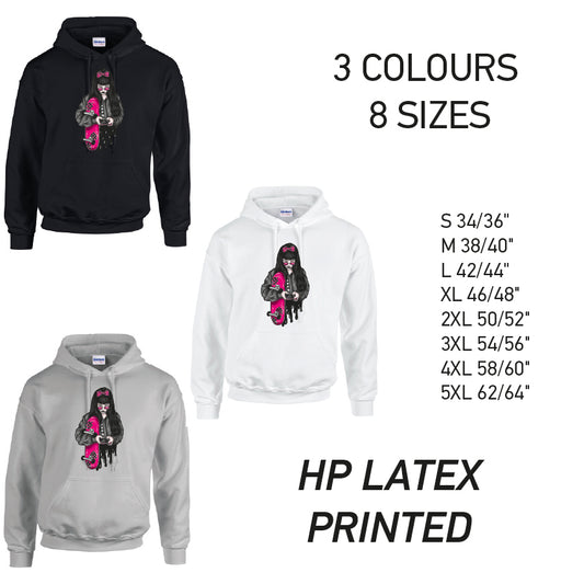 HD37 Pink Skater Girl Unisex Cotton Hoodie 8 sizes 3 Colours Available Latex printed