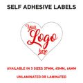 LOGO Printed Heart Stickers, Personalised Stickers - Company Name Labels Flower